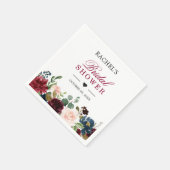 Serviette En Papier Brousse Bourgogne Bleu Floral Chic Fête des mariée (Coin)