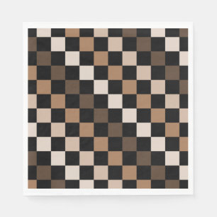 Serviette En Papier Brown À damiers noir En vichy Motif