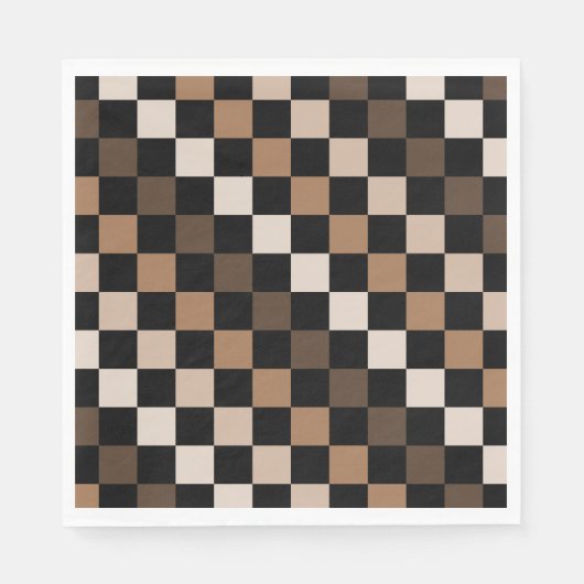 Serviette En Papier Brown À damiers noir En vichy Motif (Devant)