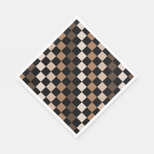 Serviette En Papier Brown À damiers noir En vichy Motif (Coin)
