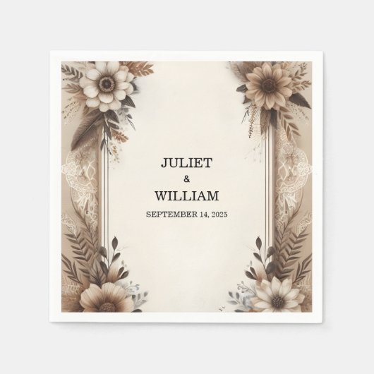 Serviette En Papier Brown Automne Bois Paperie Recyclé Mariage papier (Devant)