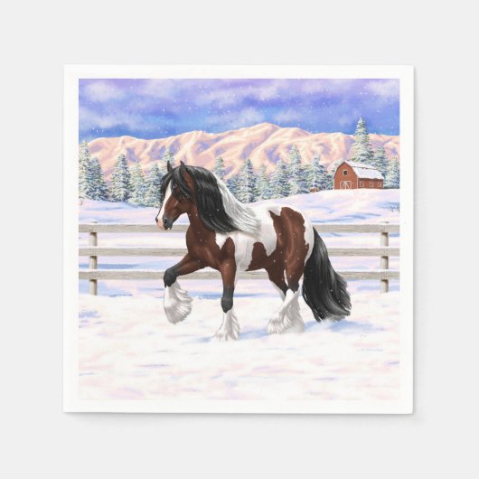 Serviette En Papier Brown Bay Gypsy Vanner Draft Horse (Devant)