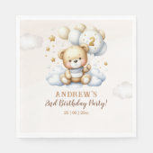 Serviette En Papier Brown Bear and Balloons Second Birthday Party (Devant)