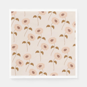 Serviette En Papier Brown Beige Retro Y2K Hippie Motif de tournesol