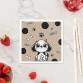 Serviette En Papier Brown & Black Fish Bones Chien Chien Chien Chien C (En situation)