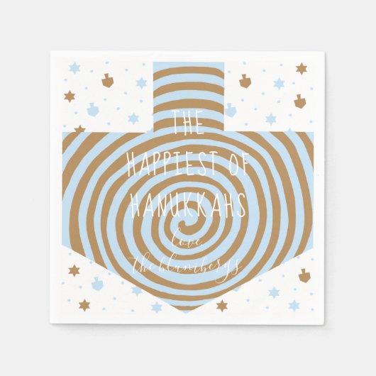 Serviette En Papier Brown bleu Hanoukka Swirl Dreidel (Devant)
