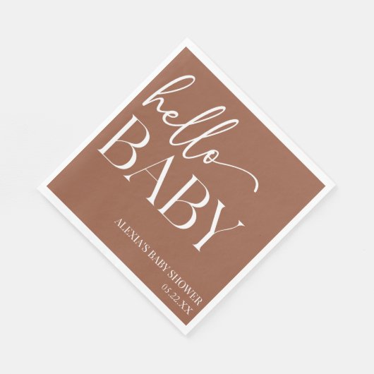 Serviette En Papier Brown Boho Bohemian Hello Baby shower bébé (Coin)