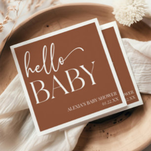 Serviette En Papier Brown Boho Bohemian Hello Baby shower bébé