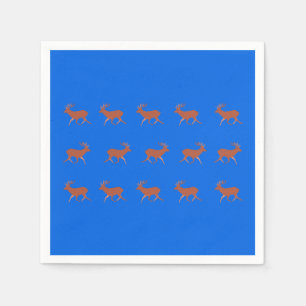 Serviette En Papier Brown Deer Walking Festive Motif bleu Arrière - pl