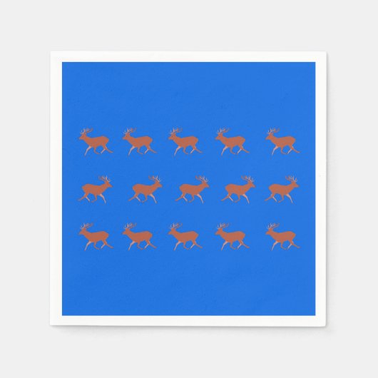 Serviette En Papier Brown Deer Walking Festive Motif bleu Arrière - pl (Devant)