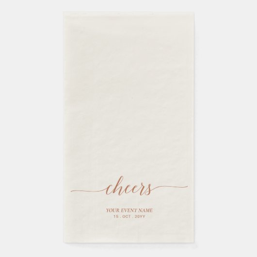 Serviette En Papier Brown Élégant Script Lettres Cheers Automne Evénem (Devant)