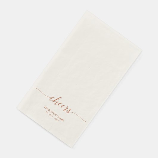 Serviette En Papier Brown Élégant Script Lettres Cheers Automne Evénem (Coin)