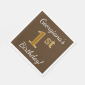 Serviette En Papier Brown, Faux Gold 1er anniversaire + Nom personnali (Coin)
