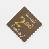 Serviette En Papier Brown, Faux Gold 2e anniversaire + Nom personnalis (Coin)