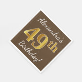 Serviette En Papier Brown, Faux Gold 49e anniversaire + Nom personnali (Coin)