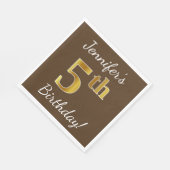 Serviette En Papier Brown, Faux Gold 5e anniversaire + Nom personnalis (Coin)