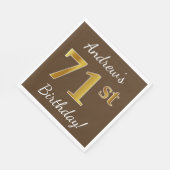 Serviette En Papier Brown, Faux Gold 71e anniversaire + Nom personnali (Coin)