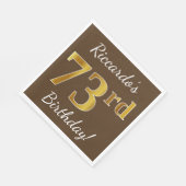 Serviette En Papier Brown, Faux Gold 73ème anniversaire + Nom personna (Coin)