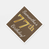 Serviette En Papier Brown, Faux Gold 77e anniversaire + Nom personnali (Coin)