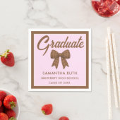 Serviette En Papier Brown Gingham Bow Graduation Party (En situation)