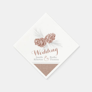 Serviette En Papier Brown hiver pin cone art mariage papier serviettes