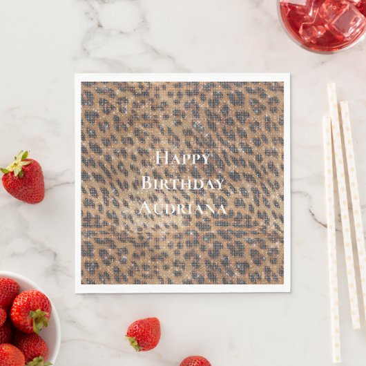 Serviette En Papier Brown Leopard Poster de animal Sparkle (En situation)