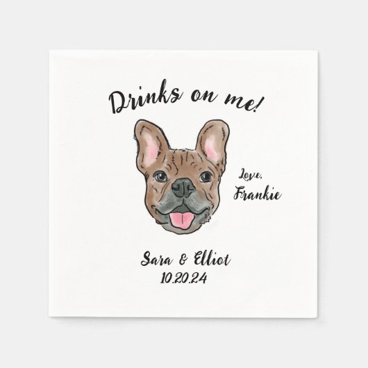 Serviette En Papier Brown Mariage Bulldog Cocktail Napkin (Devant)