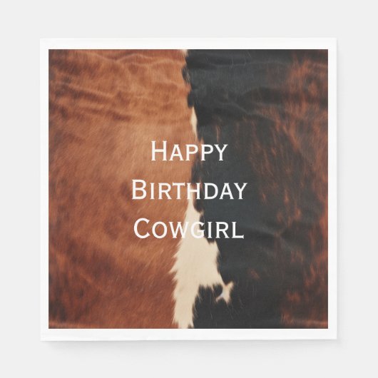 Serviette En Papier Brown Noir Noir Faux Cowhide (Devant)