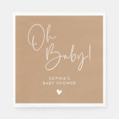 Serviette En Papier Brown Oh Baby Baby shower moderne Boho (Devant)