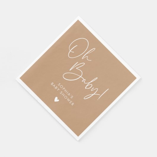 Serviette En Papier Brown Oh Baby Baby shower moderne Boho (Coin)