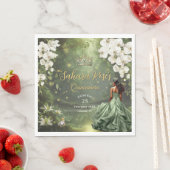 Serviette En Papier Brown Princess and Frog Sage Green Quinceanera 16 (En situation)