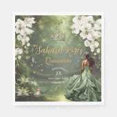 Serviette En Papier Brown Princess and Frog Sage Green Quinceanera 16 (Devant)