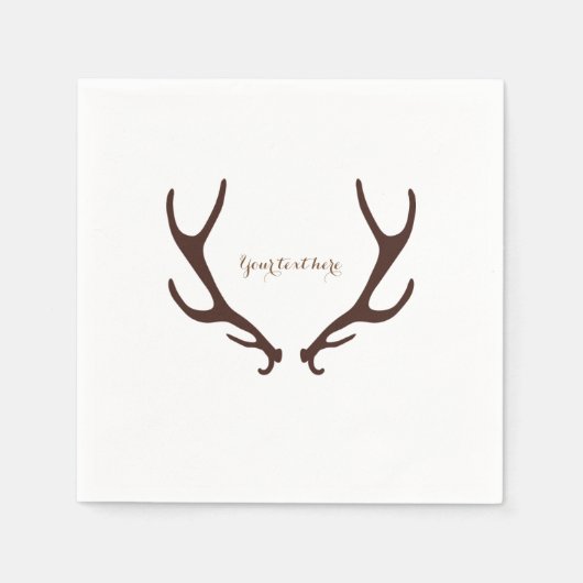 Serviette En Papier Brown Rustique Antlers Woodsy Wedding Party (Devant)