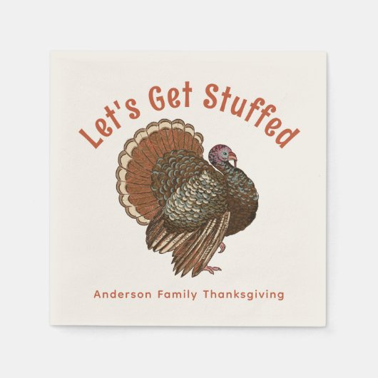 Serviette En Papier Brown Thanksgiving Turquie, soyons bourrés (Devant)