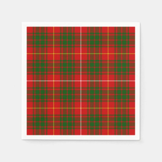 Serviette En Papier Bruce tartan rouge vert plaid (Devant)
