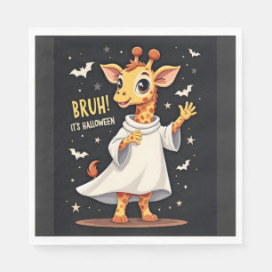 Serviette En Papier Bruh C'est Halloween Drôle Dabbing Fantôme Girafe