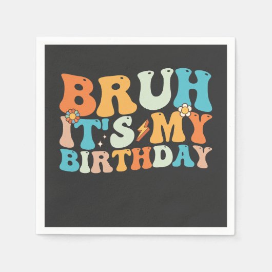 Serviette En Papier Bruh C'est mon anniversaire Super Retro (Devant)