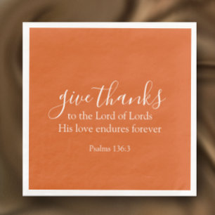 Serviette En Papier Brûlé Orange Donner Merci Religieux Thanksgiving