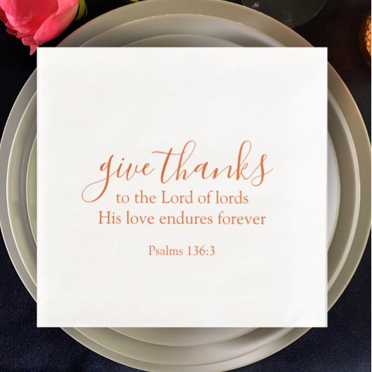 Serviette En Papier Brûlé Orange Donner Merci Religieux Thanksgiving