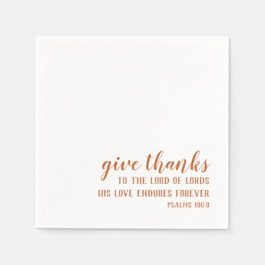 Serviette En Papier Brûlé Orange Donner Merci Religieux Thanksgiving (Devant)