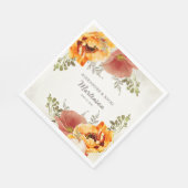 Serviette En Papier Brûlé Orange Floral Mariage Réception Mariée Salle (Coin)