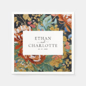 Serviette En Papier Brûlé Orange Peonies Floral Peinture Or Mariage (Devant)