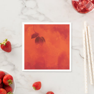 Serviette En Papier Brûlé Orange Persimmon Feuilles Abtract Automne