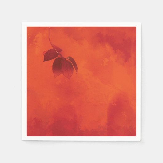Serviette En Papier Brûlé Orange Persimmon Feuilles Abtract Automne (Devant)