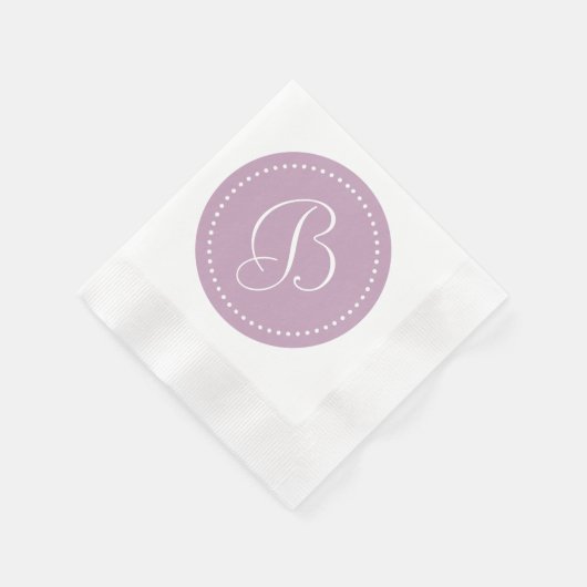 Serviette En Papier Brume mauve/Monogramme à point blanc (Coin)