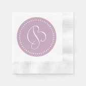 Serviette En Papier Brume mauve/Monogramme à point blanc (Devant)