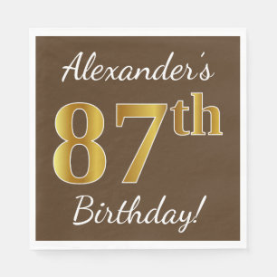 Serviette En Papier Brun, anniversaire d'or de Faux