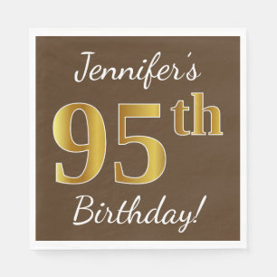 Serviette En Papier Brun, anniversaire d'or de Faux