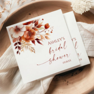 Serviette En Papier Brun Floral Burgundy Rouillé Mariage