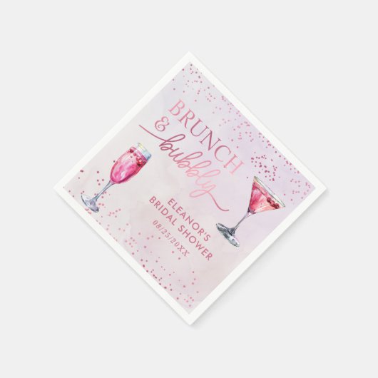 Serviette En Papier Brunch au champagne et Fête des mariées à bulles (Coin)